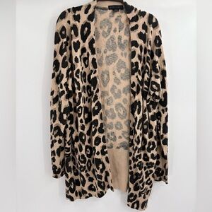 Sanctuary Essential open front leopard Cardigan cotton nylon in Classy Cat Small